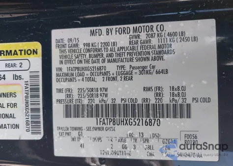 2016 Ford Mustang Ecoboost Premium z USA, uszkodzony, nr VIN 1FATP8UHXG5216870